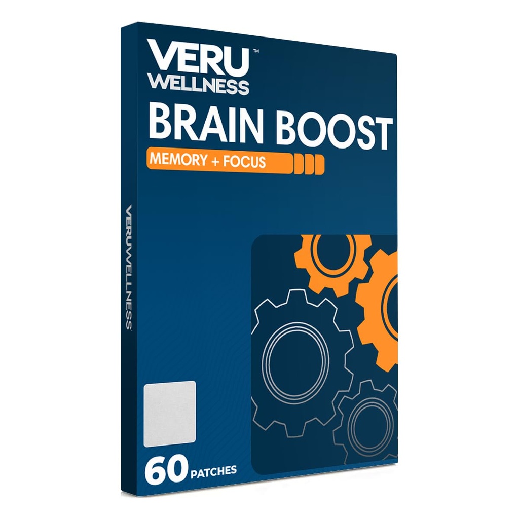 Veru Wellness Brain Boost Cognitive Patch - Daily Memory, Altertness y Focus Brain Support - Ginko Bilboa, Rhodiola Rosea, MCT (60 Day)