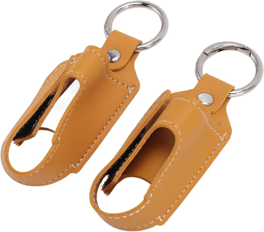 Genérico Asma Inhaler Holder, Inhaler Case Inhaler Carrying Holder Clasp Closure Safety Carabiner Clip 2pcs Portable PU Leather Inhaler Protective Holder (Turmeric)