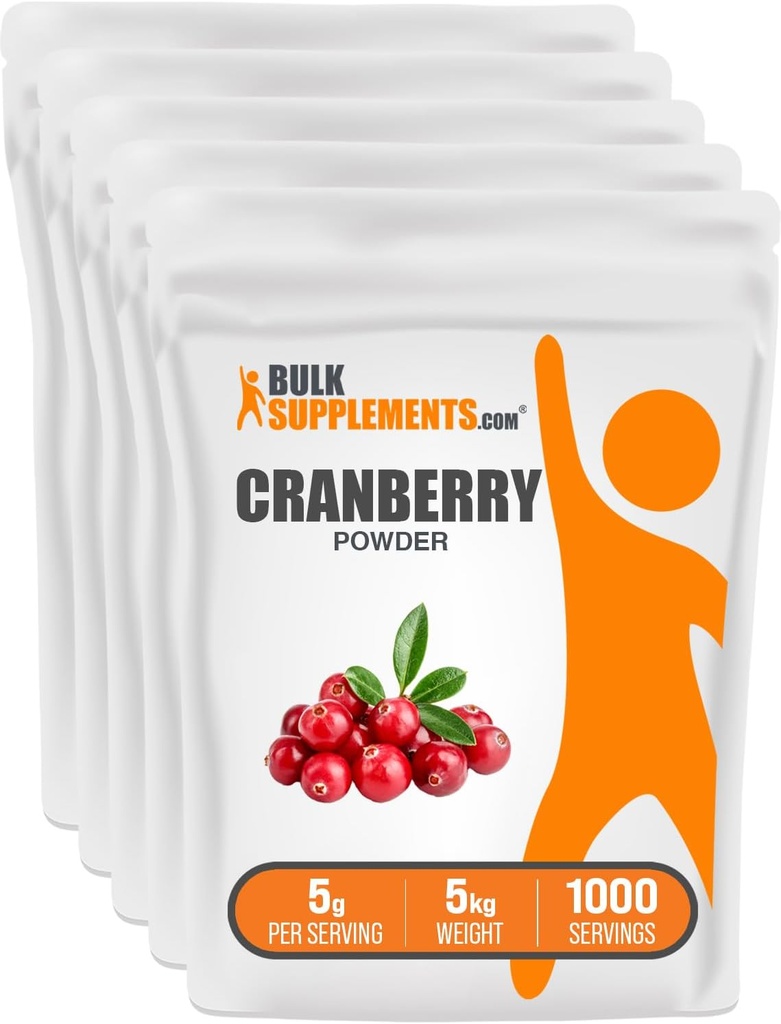 BulkSupplements.com Polvo de arándano - Suplementos de arándano para hombres y mujeres, Cerraduras secas sin azúcar - Gluten gratis &amp; Sugar gratis, 5g por ser, 1kg (2,2 libras) (Pack of 1)