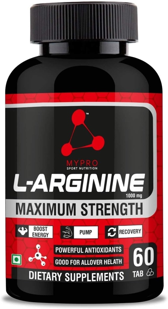 Nutrición Deportiva L-Arginina 1000mg Suplemento para el crecimiento muscular, resistencia, botella inmune &amp; energía, 60 tabletas