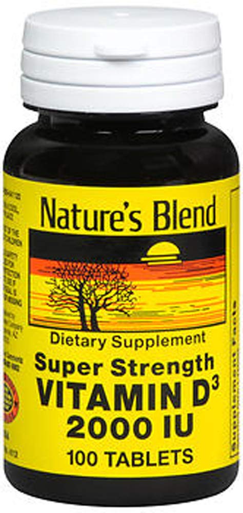 Vitamina Blend de la Naturaleza D3 2000 UI Super Fuerza - 100 Tabletas, Pack de 3