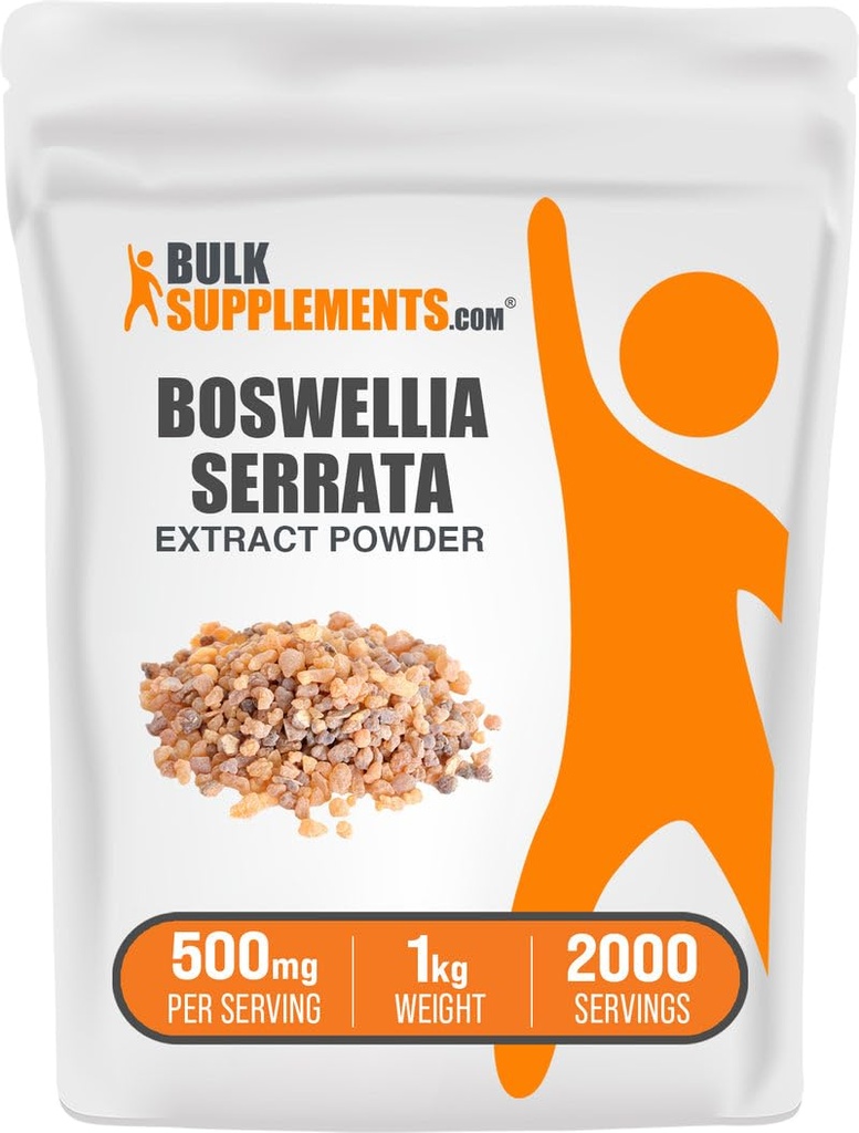 BulkSupplements.com Boswellia Serrata Extract Powder - Boswellia Supplement, from Frankincense Resin - Vegan & Gluten Free, 500mg per Serving, 1kg (2.2 lbs) (Pack of 1)