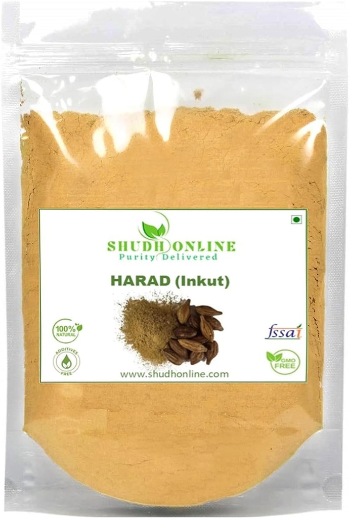 KRISTINA Harad Powder, Haritaki, Inknut Powder, Haralu (100 Grams), Harar, Karakkaya, Kaudukai, Terminalia Chebula para la pérdida de peso, Digestión, Cara, Dark Circles