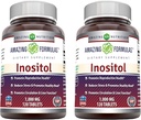 Amazing Formulas Inositol 1000mg Supplement | Tablets | Non-GMO | Gluten-Free | Made in USA (2 Pack, 120 Count)