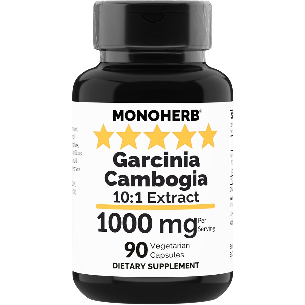 MONOHERB Garcinia Cambogia 1000 mg - 90 cápsulas vegetales - alta potencia 10:1 Extracto