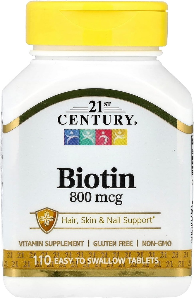 Tablas de biotina del siglo XXI, 800 mcg, 110 Conde (Pack of 3)