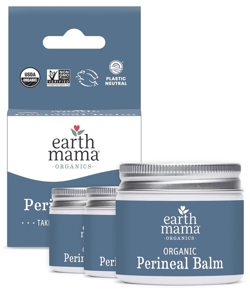 Earth Mama Organic Perineal Balm | Naturally Cooling Herbal Salve for Pregnancy and Postpartum Relief with Witch Hazel & Calendula, Feminine Care Essentials, No Benzocaine or Butane, 2-Oz (3-Pack)