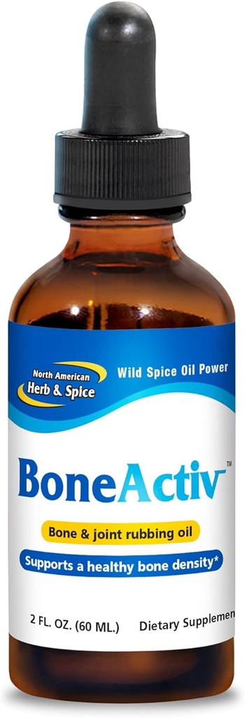 North American Herb & Spice BoneActiv - 2 fl. oz. - Bone & Joint Rubbing Oil - Supports Healthy Bones - Non-GMO, Vegan - 346 Servings