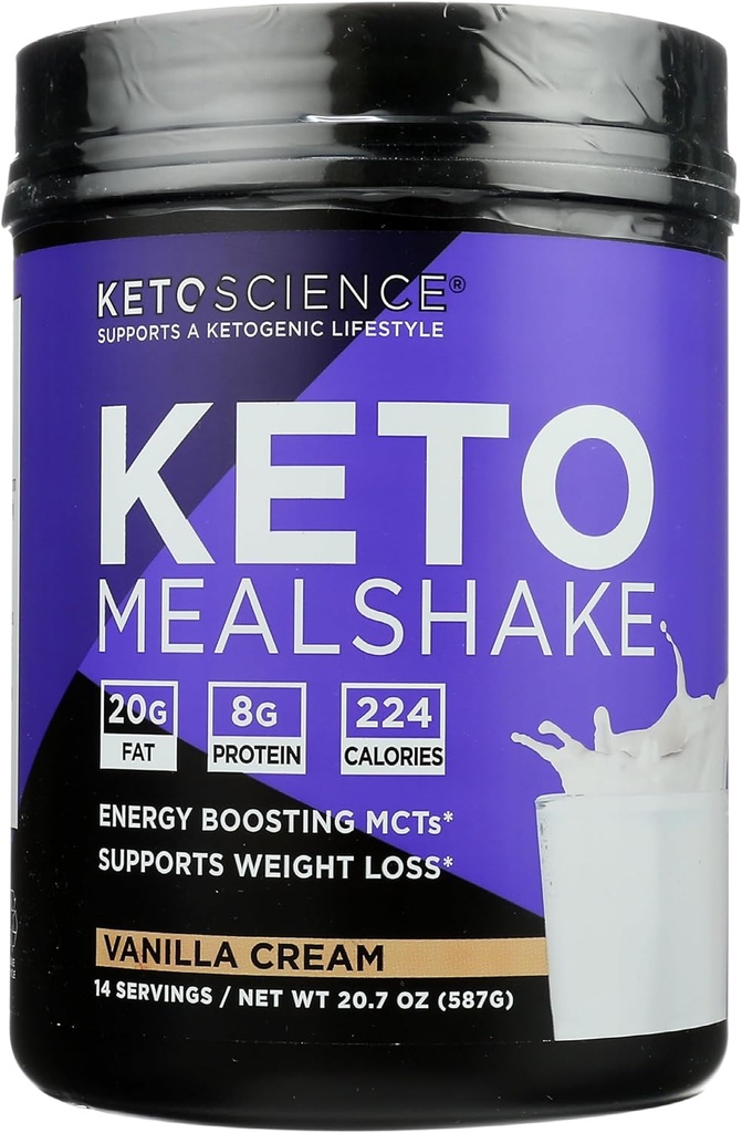 Keto Science Vanilla Crema Ketoogenic Meal Shake Suplemento dietético, Paleo Friendly, 20.7 Ounces (Pack of 1)
