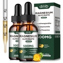 (2 Pack) Magnesium Glycinate Suplemento, Magnesium Liquid Drops with Magnesium Glycinate 500mg Ashwagandha, L - Theanine, Chamomile -Apoyos Optimal Calm Sleep Vegan