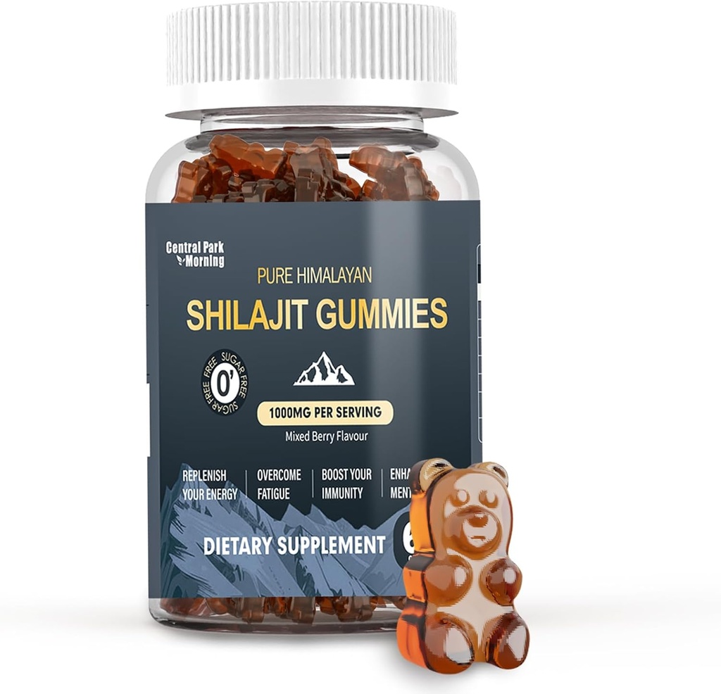 Shilajit Gummies 1000mg, Puro Himalayan Shilajit Suplemento, Alto en Minerales Trace, Apoyo Inmunitario en Energía - 60 Conde