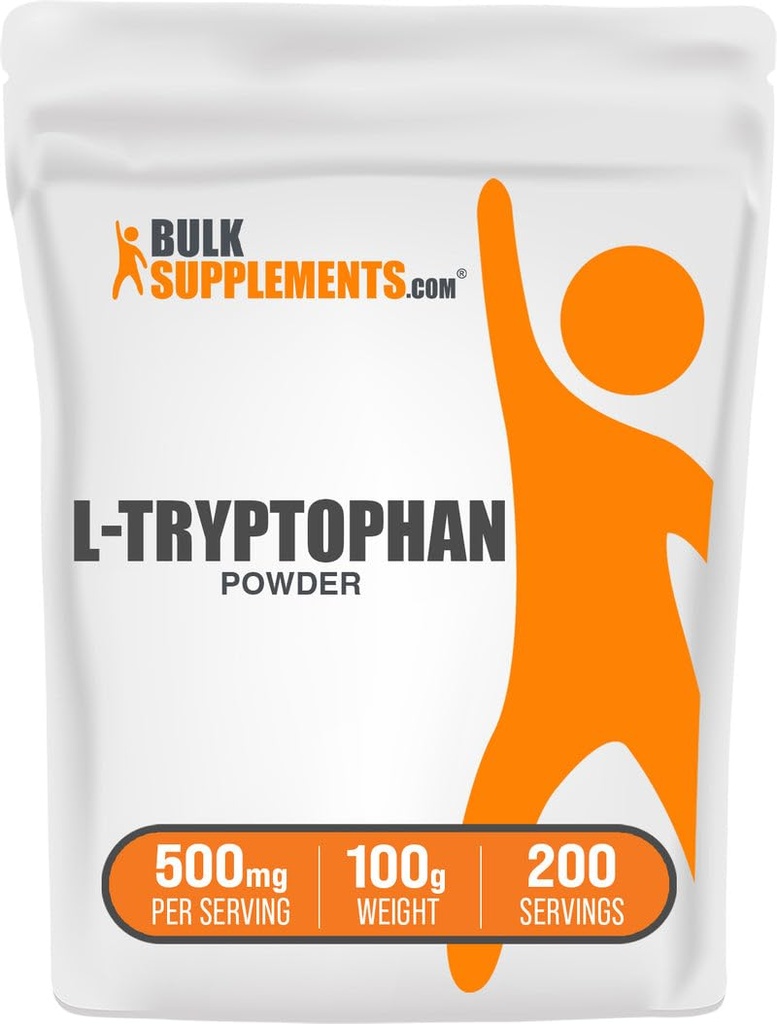 BulkSupplements.com L-Tryptophan Powder - Suplemento triptófano, Suplemento Aminoácidos - Gluten Free, 500mg por Serving, 100g (3.5 oz) (Pack of 1)