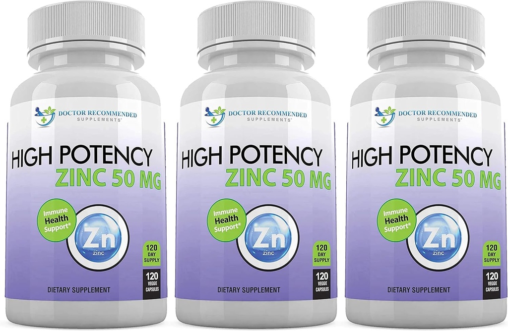 Zinc 50mg - Zinc Picolinate Immune Health Support Supplement 360 Veggie Capsules for Adults and Kids Vitamin, Well-Absorbed High Potency Pure Zinc Supplements - 50mg Por Serving