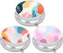 3 Caja de Píldora de Empaquetado, Funda de Píldora Pequeña para Propósito &amp; Bolsillo, Organizador de Medicina Cuda, Contenedor de Contenedor de Medicina Portátil para Tener Vitaminas, Medicación, Petróleo de Pesca &amp; Suplemento, Patrón de Estilo de Arte
