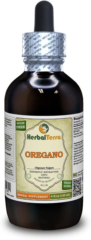 Oregano (Origanum Vulgare) Tincture, Organic Dried Leaves Liquid Extract (Brand Name: HerbalTerra, Proudly Made in USA) 4 fl.oz (120 ml)