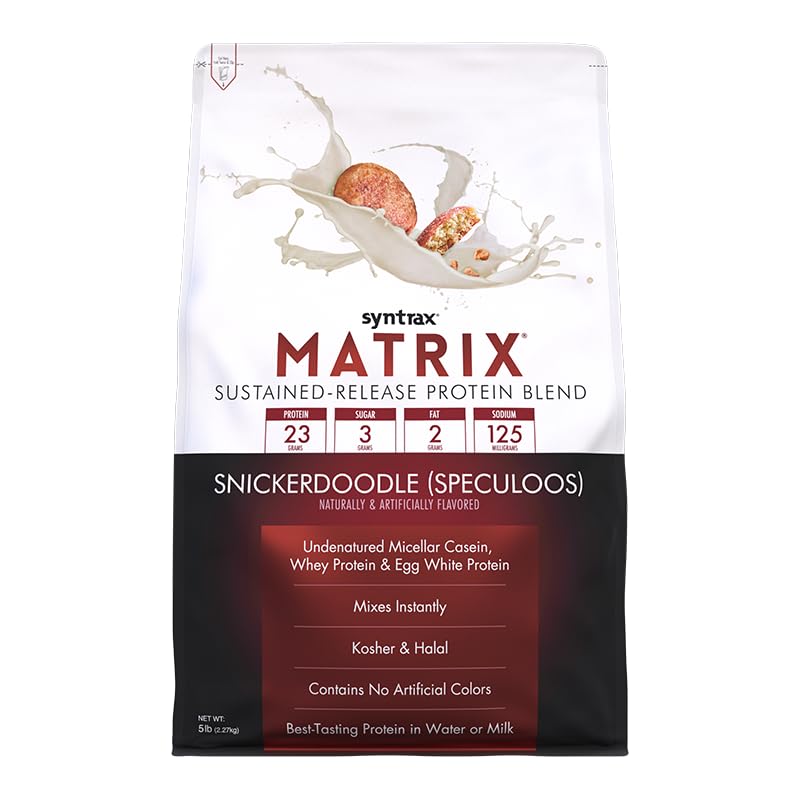 Matriz de Nutrición Sintrax, Proteína de liberación sostenida Blend, Snickerdoodle con verdaderas piezas de cookies 5 libras.