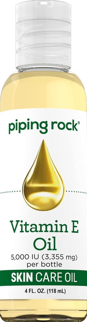 Piping Rock Vitamin E Oil | 5000 IU | 4 fl oz | for Skin, Face, Hair, & Nails | Nourishing Supplement