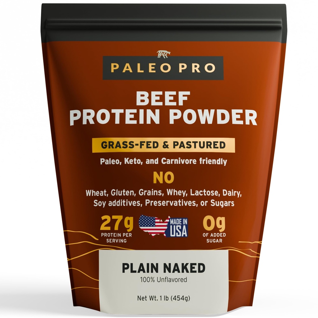 PaleoPro Protein Powder Grass-Fed, Pastured, Cage-Free Protein | Gluten & Dairy Free. No Sugar, Soy, Grains or Net Carbs | Paleo & Keto Friendly - 15 Servings (16 oz, Plain)