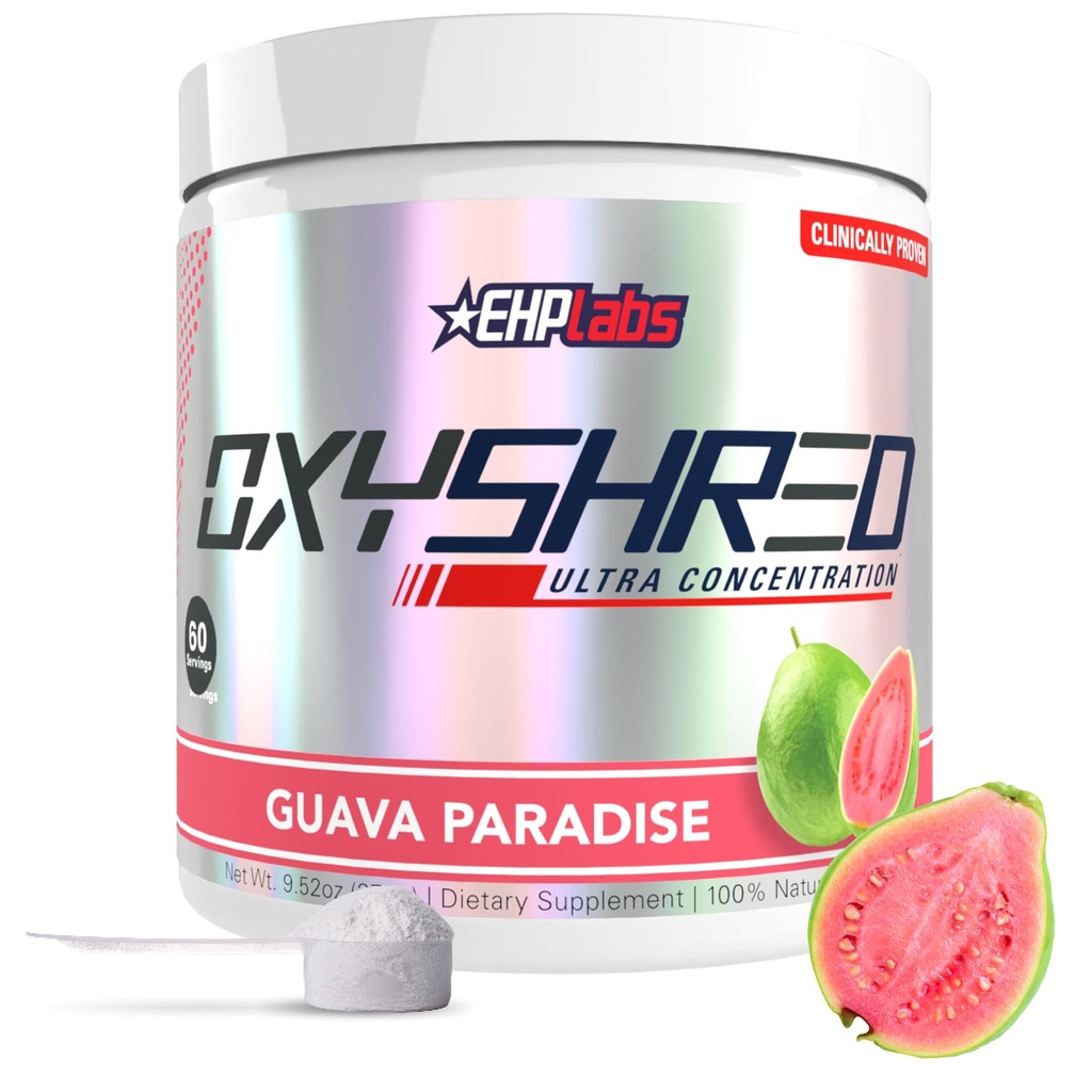 EHP Labs OxyShred Pre Workout Powder " Shredding Supplement - Preworkout Powder with L Glutamine " Acetyl L Carnitine, Energy Boost Drink - Guava Paradise, 60 Servings