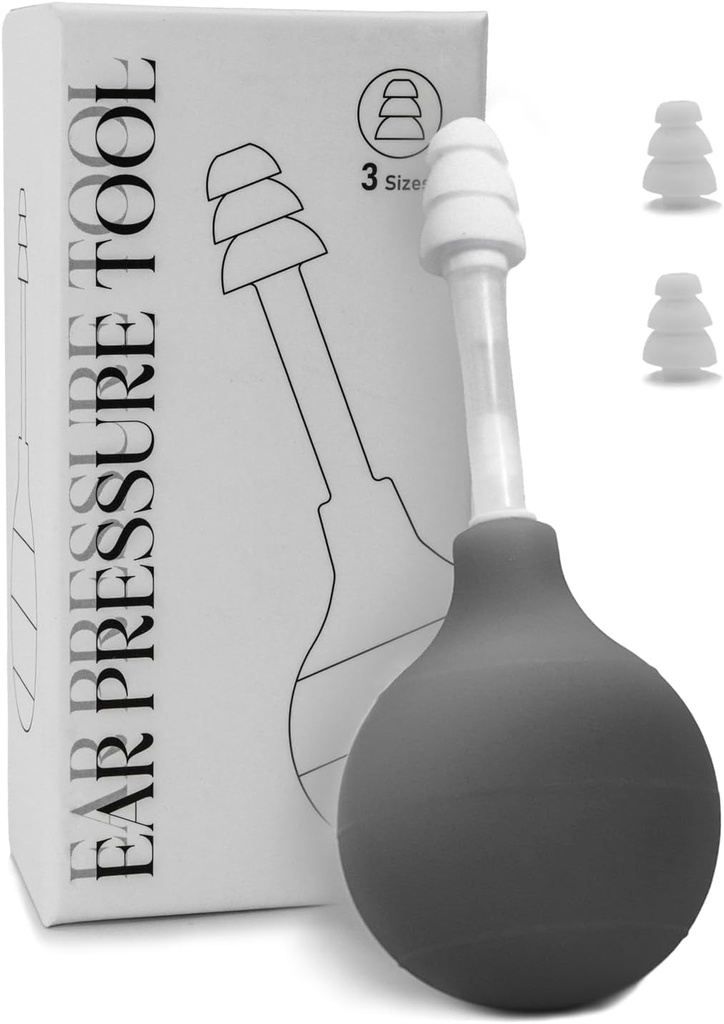 Dispositivo de alivio de la presión natural del oído, productos de alivio de la migraña a través de la presión interna del oído, dispositivo de succión de alivio del dolor del avión para volar (Gray)