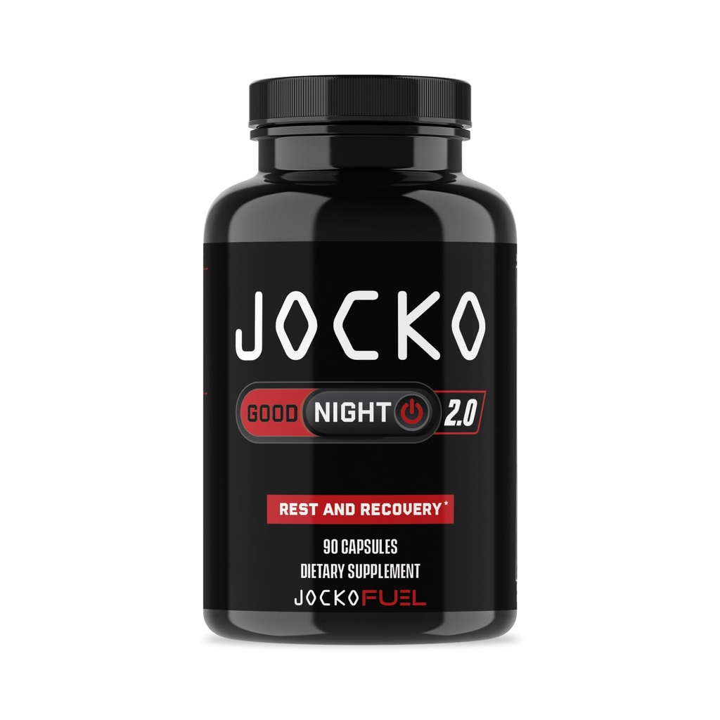 Jocko Fuel Good Night Sleep Aid for Adults - Sleeping Pills for Rest & Recovery, Non-Habit Forming with Tart Cherry Extract, L-Theanine, Lavender, & Lemon Balm (90 Capsules) Packaging May Vary