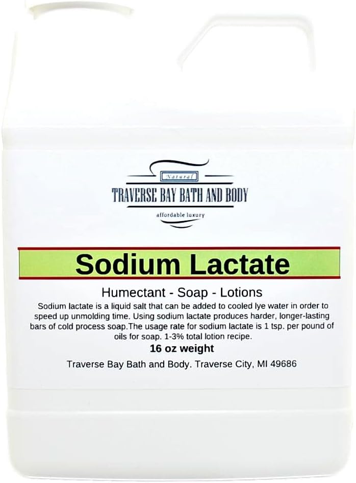 Baño de la bahía transversal y lactato corporal de sodio, 16 oz, contenedor sellado de seguridad. 60% concentración USP Natural Preservativo hecho en EE.UU.