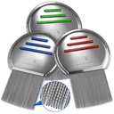 Lice Comb - (Pack of 3) Tratamiento de ratones de cabeza que es individualmente empaquetado de acero inoxidable profesional y peines de nit elimina los huevos con consejos redondeados para el confort