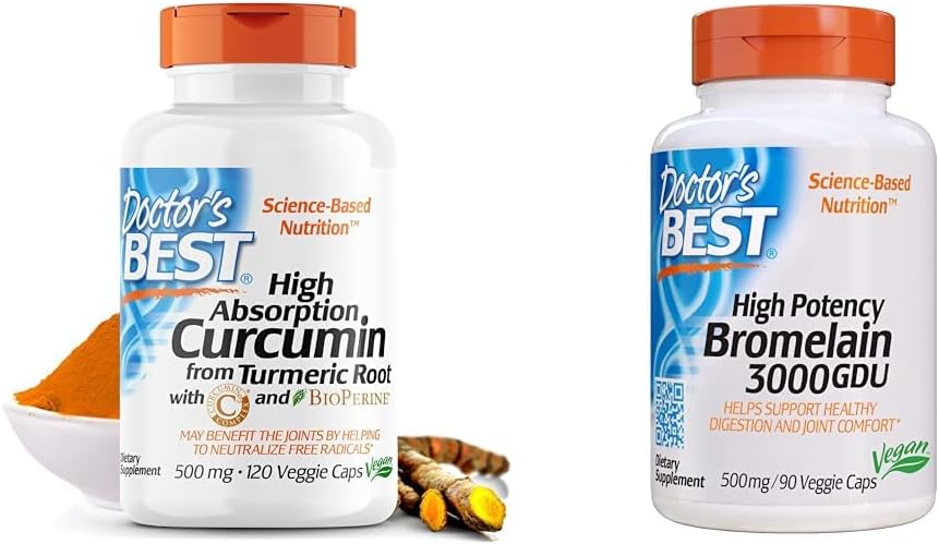 Mejor DrB-00107 Curcumina de alta absorción del doctor de Turmeric Root con Complejo C3 &amp; BioPerine 500mg & 3000 GDU Bromelain Proteolytic Enzymes Suplementos, Apoyos Digestión saludable