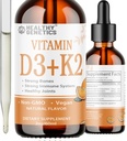 Liquid Vitamin D3 K2 Plus Vitamin K2 MK-7 | 5000IU Vitamin D Liquid Drops | Bones | Immune | Heart Health | Boost Energy 2oz