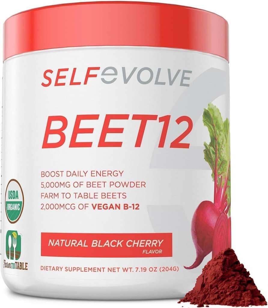 Piñón de remolacha orgánico 5000 mg con vitamina B12 (Metilcobalamina) y minerales de traza en sabor de cereza negra natural, 0g Añadido Azúcar – Suplemento dietético vegano (30 piezas)