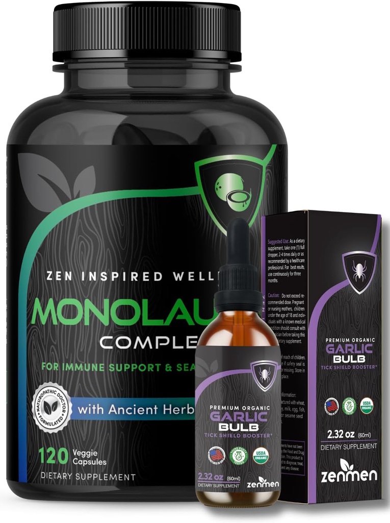 Zenmen Immune Support Bundle: Ajo Tintura y Monolaurin Capsules