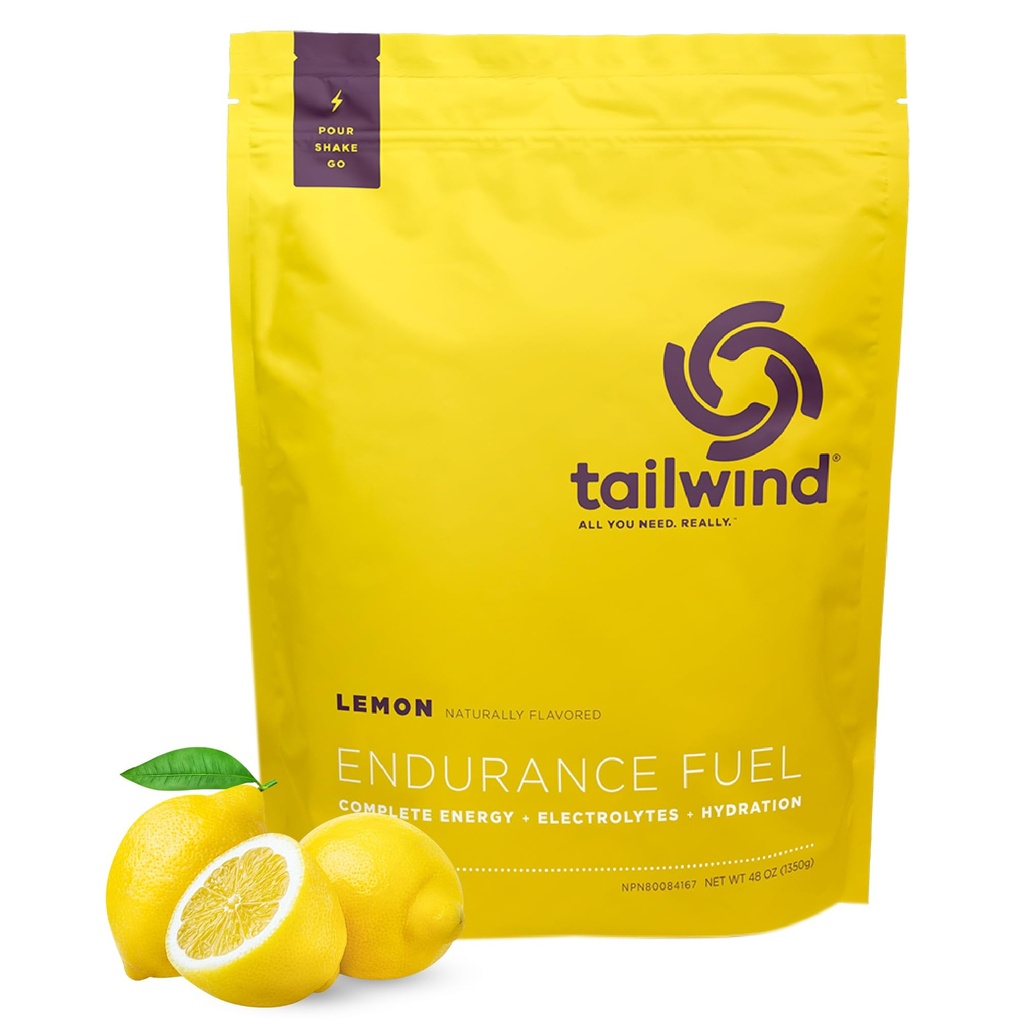 Tailwind Nutrition Endurance Fuel, Carbohydrate & Electrolyte Sports Drink Mix Powder, Gluten-Free, Vegan, Lemon, 50 Servings