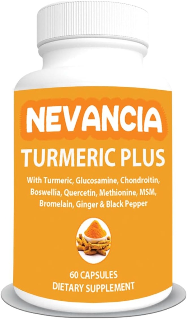 Turmeric Plus - with Turmeric, Glucosamine, Chondroitin, Boswellia, Methionine, MSM & More – 10 Ingredients That Support Joint, Bone, Skin, Digestion, Heart & Immune Health - 60 Capsules
