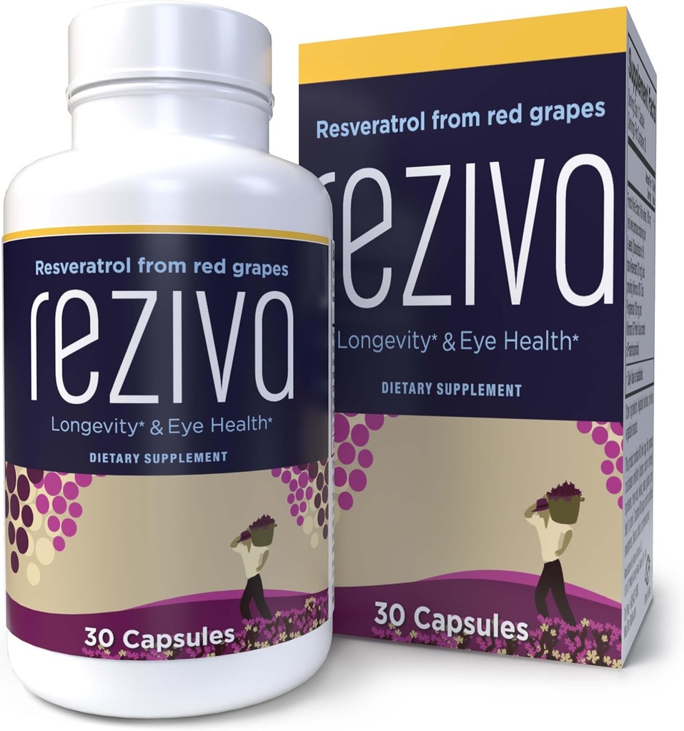 Reziva Resveratrol Supplement - Ultra High Potency & Doctor Formulated - Suplementos Transresveratrol - Grapeseed with Resveratrol - For Longevity, Eye Health Y, Global Well-Being - 30 Veg Capsules