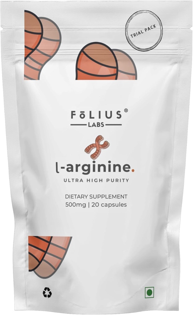 L-Arginina 1000mg Suplemento para Hombres y Mujeres - Apoya la producción de óxido nítrico - Apoya la circulación sanguínea - Pre Workout Amino Acid Suplemento (10 días de prueba Pack)