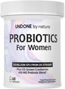 Probiótico para mujeres, 50 millones de probióticos de mujeres CFU con prebióticos, más arándano estadounidense, apoyo de GI, salud de las mujeres, sistema de protección triple, liberación tardía, 60 cápsulas