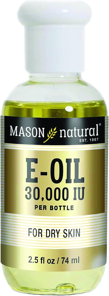 MASON NATURAL Vitamin E Oil, 30000 iu, Suitable for Vegetarians, Use Topically to Help Moisturize Dull, Dry Skin or Take as Dietary Supplement for Antioxidants and Anti-Aging Benefits, 2.5 Fl Oz