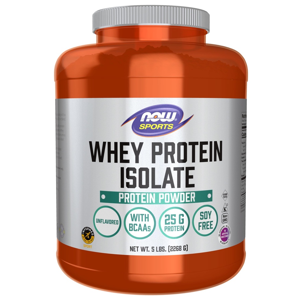 AHORA Foods Sports Nutrition, Whey Protein Isolate, 25 g Con BCAAs, Desflavored Powder, 5 libras