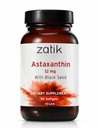 Zatik Naturals - Astaxanthin 12mg con semilla negra orgánica, antioxidante, 90 Softgeles veganos
