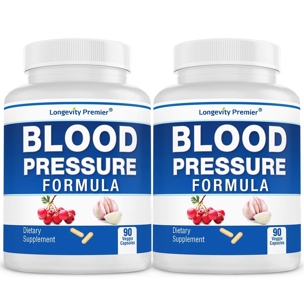 [2-Bottle Value Pack] Longevity Blood Pressure Formula - Formulado científicamente con Hawthorn &amp; 12+ Calidad Todas las hierbas naturales
