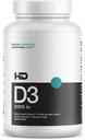 HD MUSCLE HealthHD D3  2000iu High Potency Vitamin D3 Supplement TEN Healthy Muscle Function &amp; Recovery Silencio Immune Support ← Calcium Absorption ← 90 Capsules