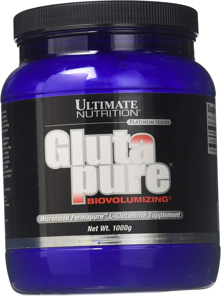Ultimate Nutrition Gluta Pure Biovolunizing Micronized Fermapure L-Glutamine, Intestinal Health Regulation, Muscle Recovery, Immune Support Supplement 1000G