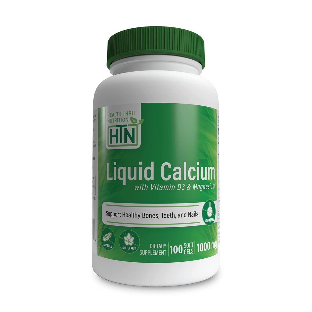 Health Thru Nutrition Liquid Calcium 1000mg, Magnesium 400mg, Vitamin D3 1,000iu and Boron | Bone Restore & Strength with 6 Calcium Complex | 3rd Party Tested | Non-GMO Gluten Free (Pack of 100)