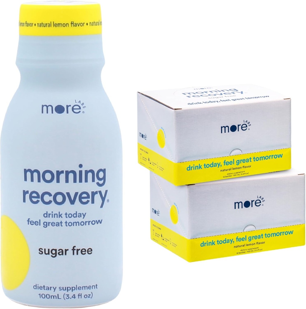 Electrolito de recuperación de la mañana, leche bebe proprio fórmula a Hydrate mientras bebe, DHM líquido altamente fluido, no GMO, Vegan, libre de gluten, limón libre de azúcar, paquete de 24