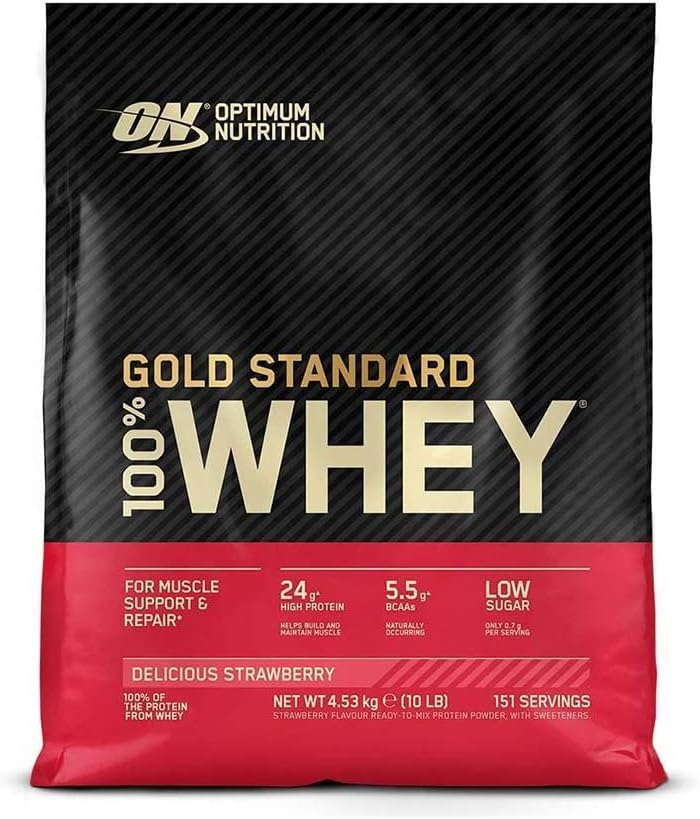 Optimum Nutrition Gold Standard 100% Whey Protein Powder, Vainilla Ice Cream, 10 libras (Packaging May Vary)