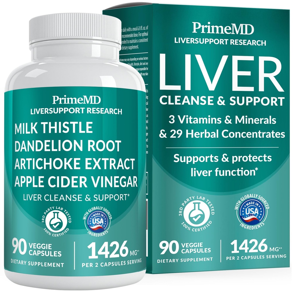 32-in-1 Liver Support with Milk Thistle Supplement – Liver Detox with Silymarin, Artichoke Extract & Beetroot Powder – Comprehensive Wellness Formula for Liver Cleanse – 1426mg (90 count) (Pack of 1)