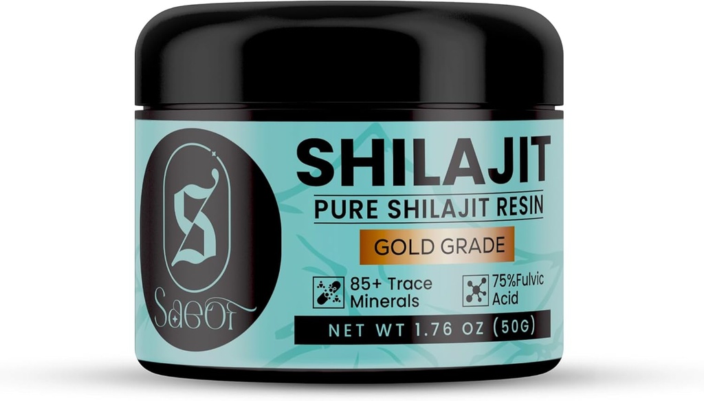 Orgánica Pure Himalayan Shilajit Resin Gold for Men ' Women ← 75% Fulvic Acid TEN 85+ Minerales Traced ANTE Lab Tested Silencio Energy Booster ← Immune Support ← 50 Grams