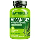 NATURELO Vegan B12 - Metil B12 con Espirulina Orgánica - Alta Potencia Vitamina B12 1000 mcg Metilcobalamina - Apoyo Mood sano, Energía, Corazón &amp; Ojo Salud - 90 cápsulas