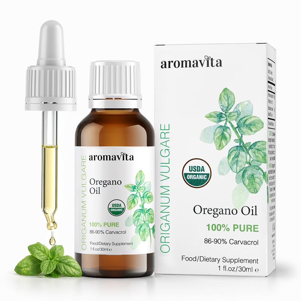 Aceite Orgánica Esencial de orégano-100% Aceite de orégano griego sin diluir con carvacrol - Más del 86%, No GMO, Oregano Extra Strength Óleo Orgánica gotas líquidas, 1 FL.OZ/30ml