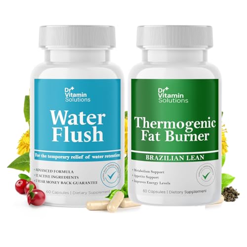 DR VITAMIN SOLUTIONS Diuretic Water Pills &amp; Thermogenic Fat Burner Bundle - 120 Caps